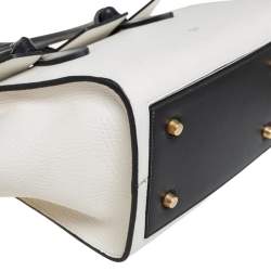 Pre Owned Celine White/Black Leather Mini Tie Tote