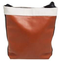 Pre Owned Celine Tri Color Leather and Canvas Knotted Shoulder Bag