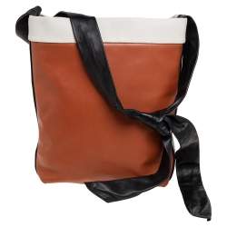 Pre Owned Celine Tri Color Leather and Canvas Knotted Shoulder Bag