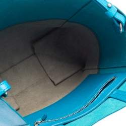 Pre Owned Celine Blue/Grey Grained Leather Small Vertical Cabas Tote