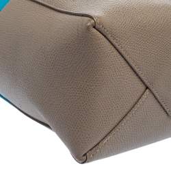 Pre Owned Celine Blue/Grey Grained Leather Small Vertical Cabas Tote