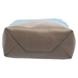 Pre Owned Celine Blue/Grey Grained Leather Small Vertical Cabas Tote