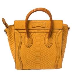 Celine Yellow Python Nano Luggage Tote