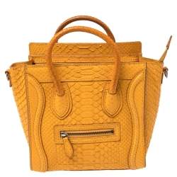 Celine Yellow Python Nano Luggage Tote