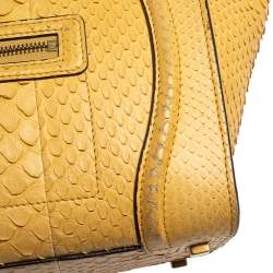Pre Owned Celine Yellow Python Leather Mini Luggage Tote