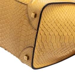 Pre Owned Celine Yellow Python Leather Mini Luggage Tote