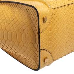 Pre Owned Celine Yellow Python Leather Mini Luggage Tote