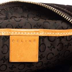 Pre Owned Celine Vintage Brown Monogram Suede And Leather Macadam Shoulder Bag