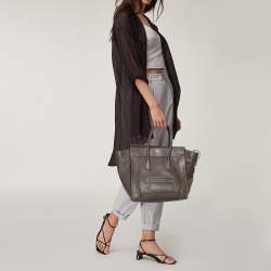 Pre Owned Celine Grey Leather Mini Luggage Tote