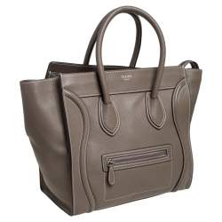 Pre Owned Celine Grey Leather Mini Luggage Tote