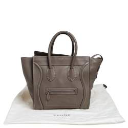 Pre Owned Celine Grey Leather Mini Luggage Tote