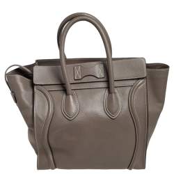 Pre Owned Celine Grey Leather Mini Luggage Tote