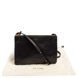 Pre Owned Céline Black Leather Large Trio Crossbody Bag