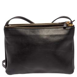 Pre Owned Céline Black Leather Large Trio Crossbody Bag