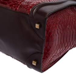 Pre Owned Céline Red/Burgundy  Python and Leather Mini Luggage Tote