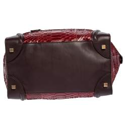 Pre Owned Céline Red/Burgundy  Python and Leather Mini Luggage Tote