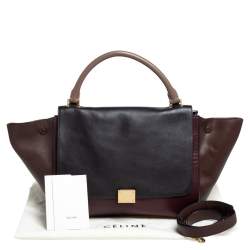 Pre Owned Celine Tri Color Leather Medium Trapeze Top Handle Bag