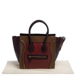 Pre Owned Celine Tri Color Leather Micro Luggage Tote