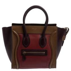 Pre Owned Celine Tri Color Leather Micro Luggage Tote