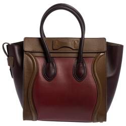 Pre Owned Celine Tri Color Leather Micro Luggage Tote