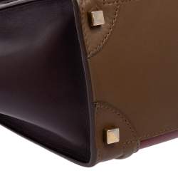 Pre Owned Celine Tri Color Leather Micro Luggage Tote