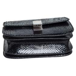 Pre Owned Celine Black Python Medium Classic Box Shoulder Bag