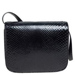Pre Owned Celine Black Python Medium Classic Box Shoulder Bag