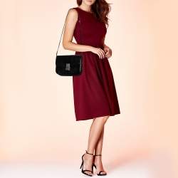 Pre Owned Celine Black Python Medium Classic Box Shoulder Bag