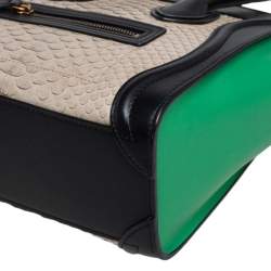 Pre Owned Céline Tri Color Python and Leather Trim Nano Luggage Tote