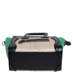 Pre Owned Céline Tri Color Python and Leather Trim Nano Luggage Tote