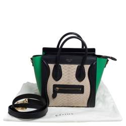 Pre Owned Céline Tri Color Python and Leather Trim Nano Luggage Tote