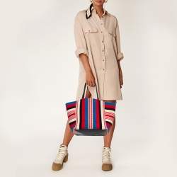 Pre Owned Celine Multicolor Striped Woven Canvas Phantom Cabas Tote