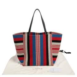 Pre Owned Celine Multicolor Striped Woven Canvas Phantom Cabas Tote
