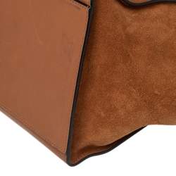 Pre Owned Celine Brown Leather And Suede Medium Trapeze Top Handle Bag