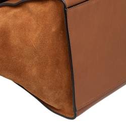 Pre Owned Celine Brown Leather And Suede Medium Trapeze Top Handle Bag