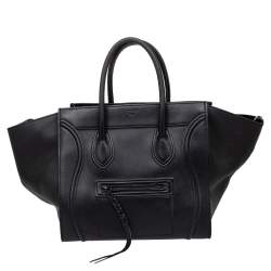 Pre Owned  Celine Black Leather Medium Phantom Luggage Tote