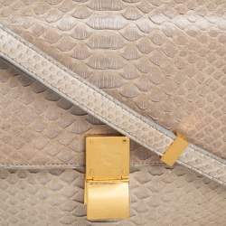 Pre Owned Celine Grey Python Medium Classic Box Shoulder Bag