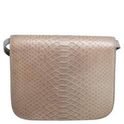 Pre Owned Celine Grey Python Medium Classic Box Shoulder Bag