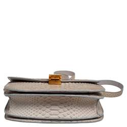 Pre Owned Celine Grey Python Medium Classic Box Shoulder Bag