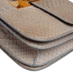 Pre Owned Celine Grey Python Medium Classic Box Shoulder Bag