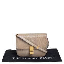 Pre Owned Celine Grey Python Medium Classic Box Shoulder Bag