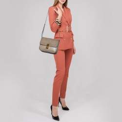 Pre Owned Celine Grey Python Medium Classic Box Shoulder Bag