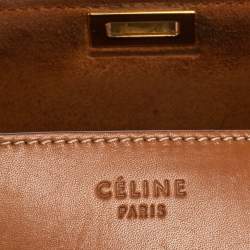 Pre Owned Celine Tan Leather Medium Classic Box Shoulder Bag