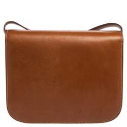 Pre Owned Celine Tan Leather Medium Classic Box Shoulder Bag