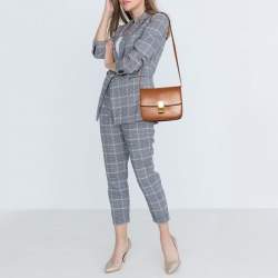 Pre Owned Celine Tan Leather Medium Classic Box Shoulder Bag