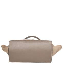 Pre Owned Celine Grey Leather And Suede Medium Trapeze Top Handle Bag