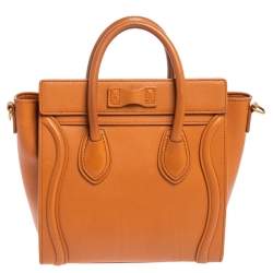 Pre Owned Celine Caramel Brown Leather Nano Luggage Tote