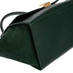 Pre Owned Celine Green Crocodile/Leather And Suede Medium Trapeze Bag
