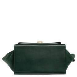 Pre Owned Celine Green Crocodile/Leather And Suede Medium Trapeze Bag