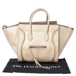 Pre Owned Celine Beige Python Medium Phantom Luggage Tote